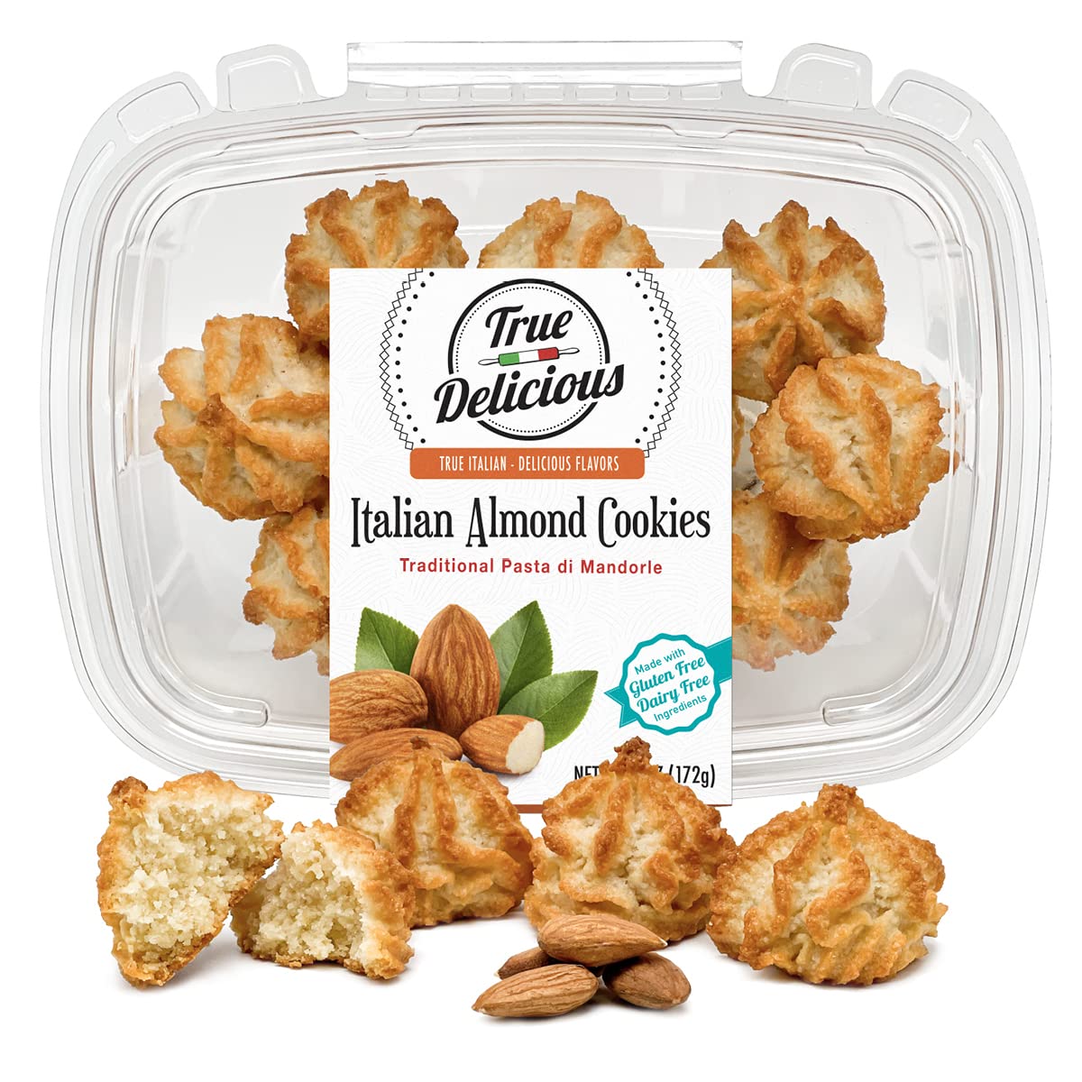 True Delicious ITALIAN ALMOND COOKIES, Gluten Free Ingredients, Almond Paste Soft Cookies with real orange purée (4 boxes of 6oz each)