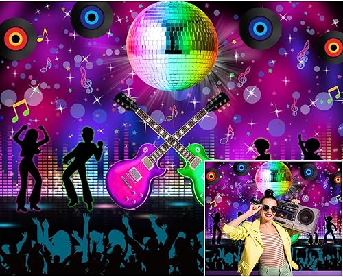 Miniatura 1 de Caaerttply Telón de fondo de discoteca de los años 90 para fotografía de los años 80 Let's Glow Hip Hop Party Theme Telón de fondo de fotos de 10 x