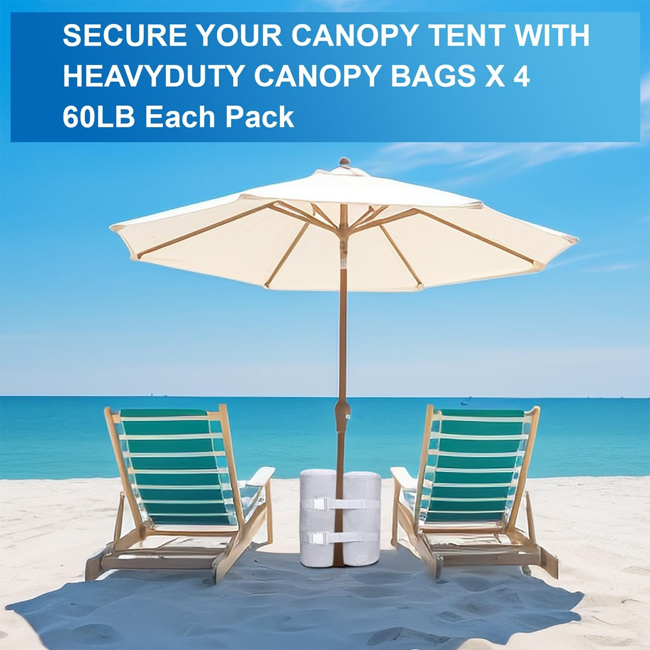 Extra Large 240 lbs White Canopy Sandbags Weight Bags for Pop up Canopy Tent,1680D Heavy Duty Leg Canopy Weights Sand Bags Perfectly Matched with White Canopy/Gazebo/Patio Umbrellas,Set of 4