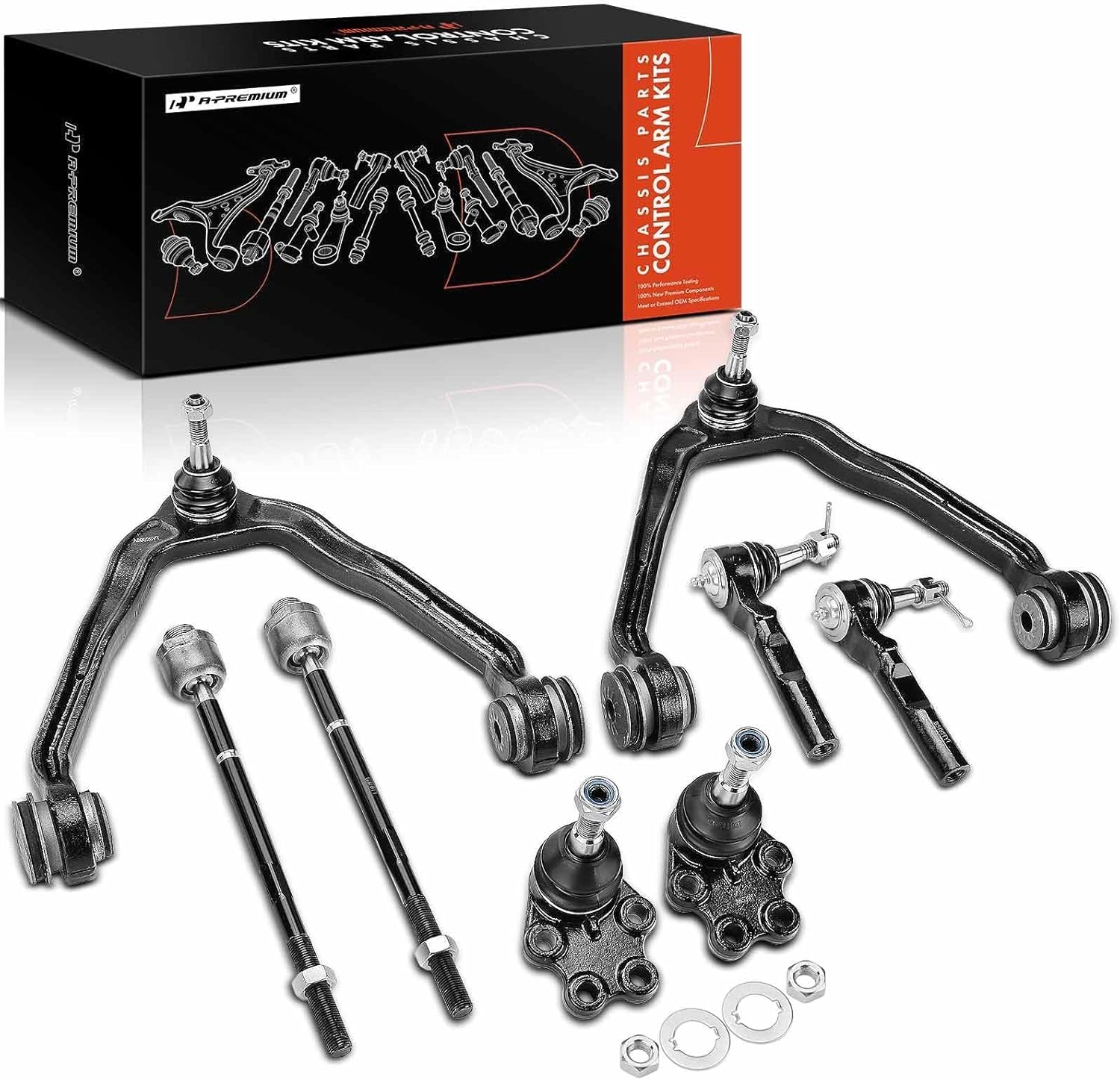 A-Premium 8Pcs Front Suspension Kit, Upper Control Arm, Lower Ball Joint, Inner & Outer Tie Rod End, Compatible with Chevrolet & GMC - 1999-2007 - Silverado 1500 (Classic), Sierra 1500 (Classic), RWD