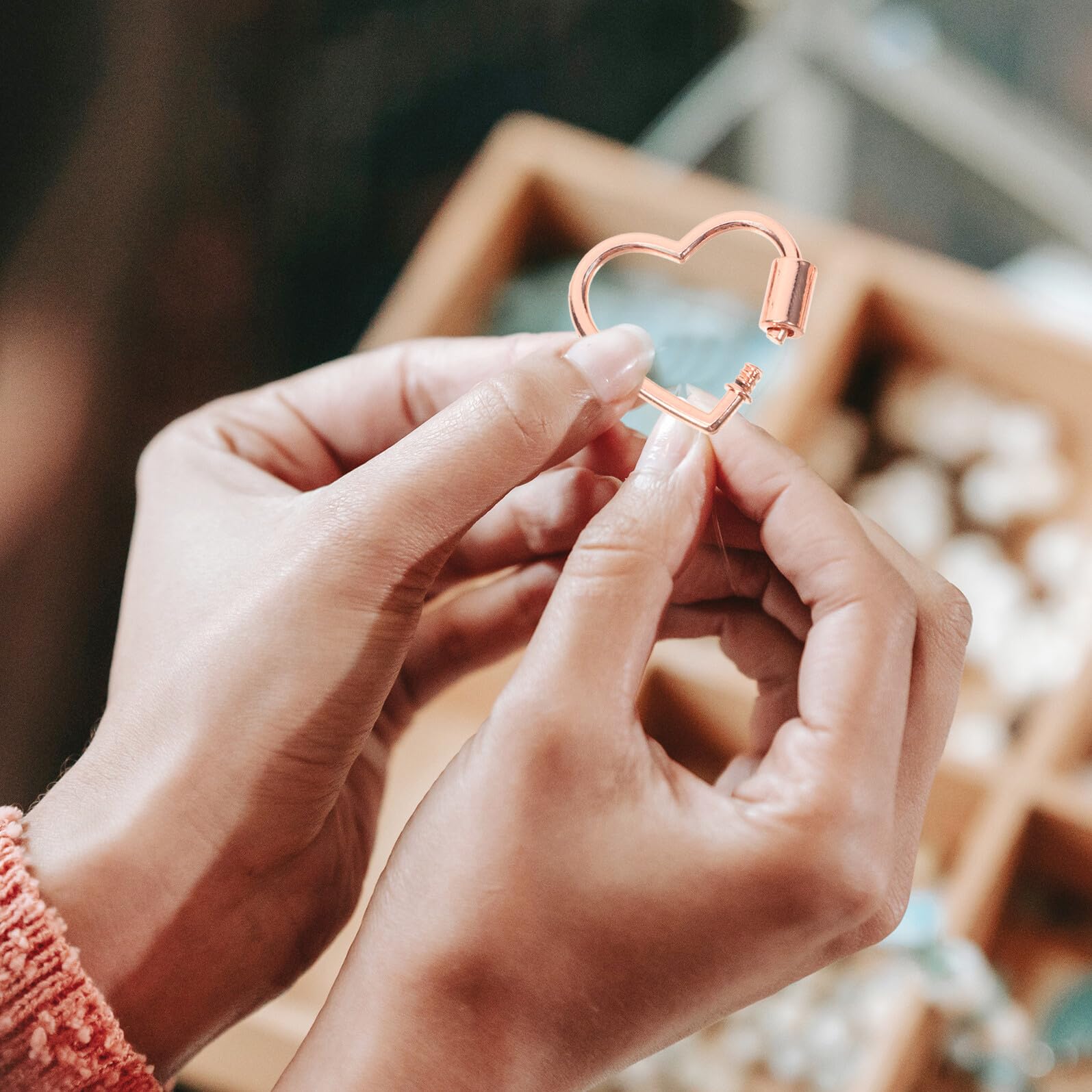 10piezas Conector de Joyería Mosquetón con Cierre de Rosca de Corazón de Aleación para Hacer Pulseras de Joyería Clip Conector para Llavero Soporte para Bolso de Monedero Pack