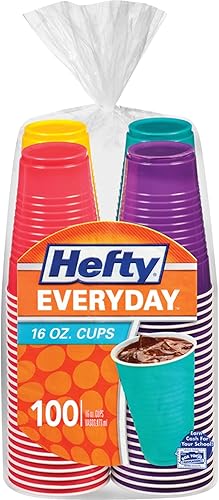 Miniatura 2 de Hefty Easy Grip - Vasos de plástico desechables para fiestas, 16 onzas, colores surtidos, 100/paquete, 4 paquetes/cartón