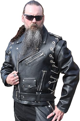 Chaqueta de cuero para motocicleta para hombre, estilo Cafe Racer, espalda ventilada, espalda blindada, chaqueta de moto vintage