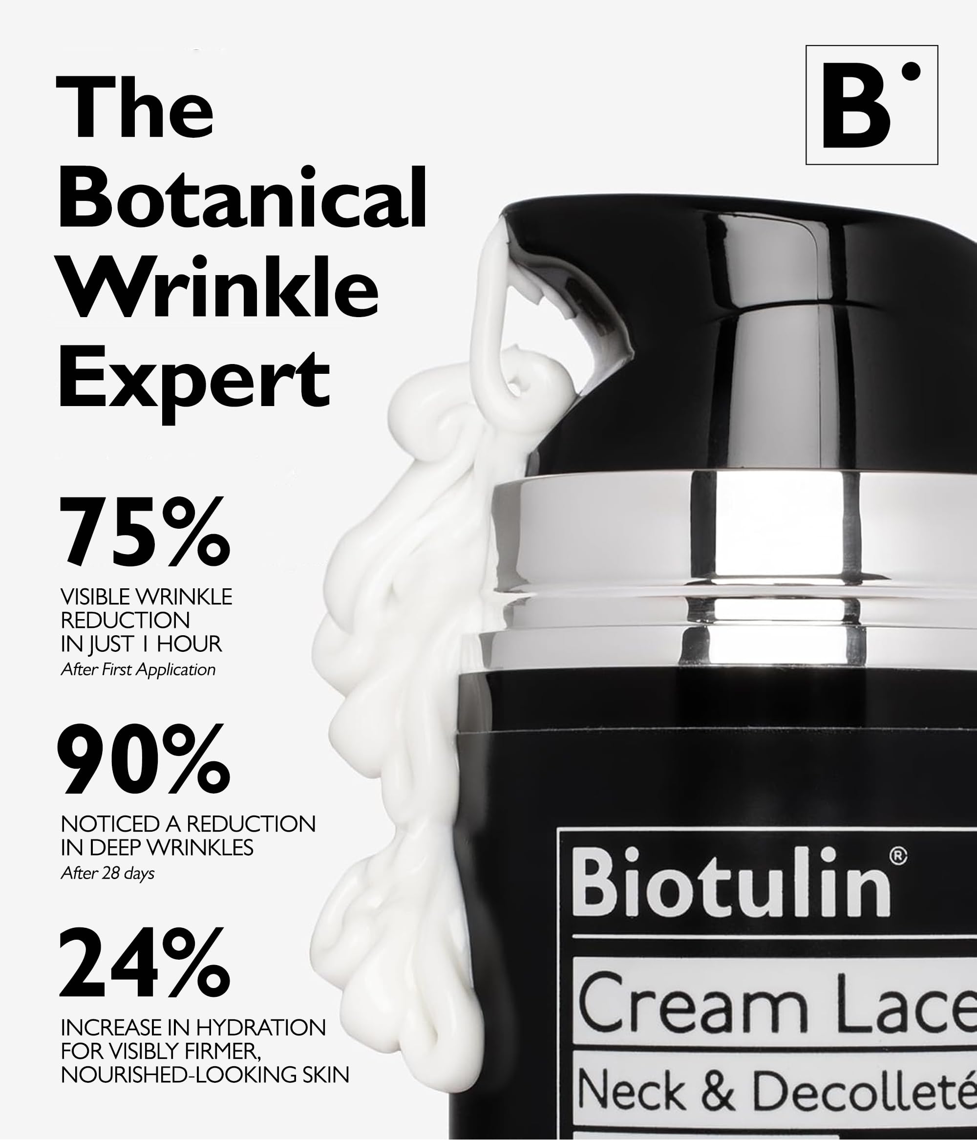 BIOTULIN Cream Lace 100ml | Lotion für ein faltenfreies Dekolleté | Anti-Aging Creme für Körper und Hals | Biotulin + vegane Aminosäuren