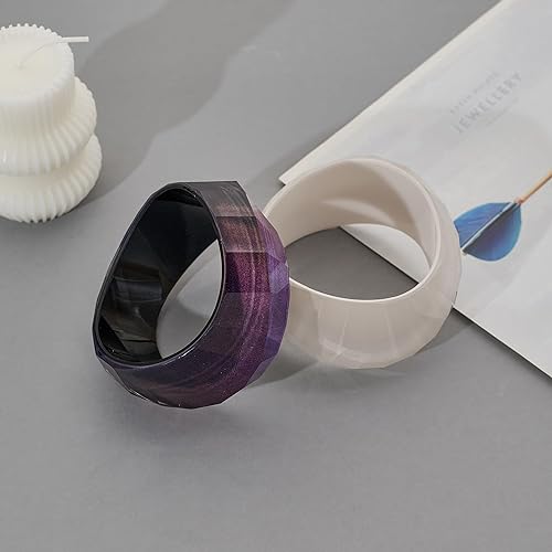 Miniatura 5 de Pulsera de resina acrílica de moda para mujer, gruesa y transparente, con placa moteada de acetato