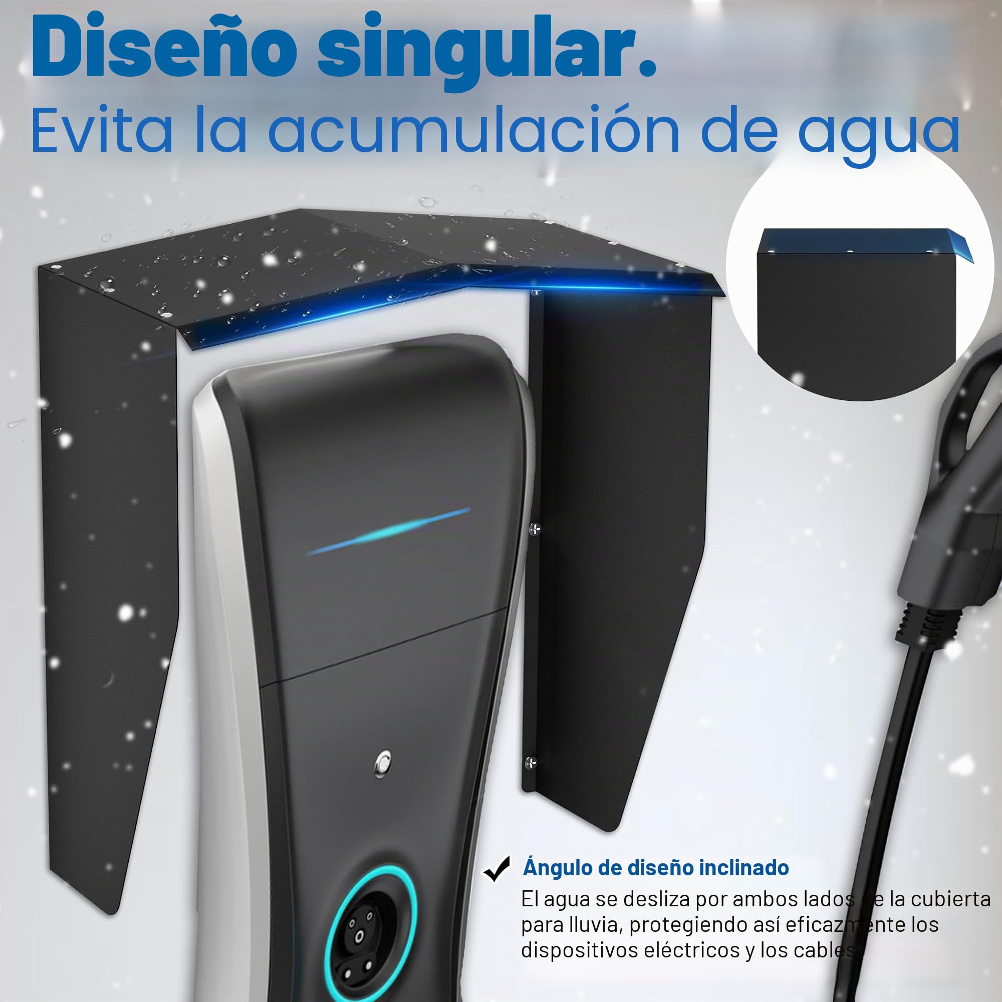 UISEBRT Protección contra la intemperie para Wallbox, techo protector para estación de carga de coche electrónico, protección contra la lluvia y protección solar, cubierta impermeable para cargador,