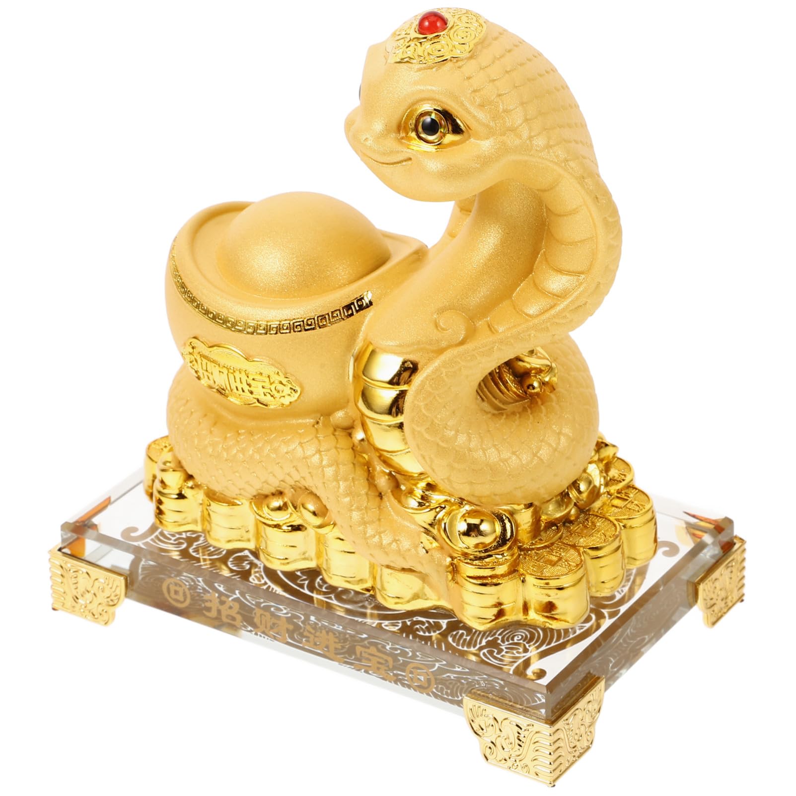 Toyvian Chinesische Tierkreiszeichen Dekorativ und Symbolisiert Glück aus Kunstharz Schlangenfigur mit Goldenen Akzenten Elegante Tischdekoration für Jahr 2025