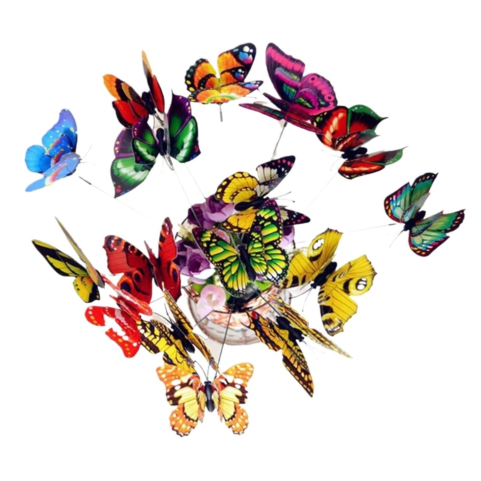 YUSUZH 25pcs Garden Butterflies Stakes for Garden Fence Decor