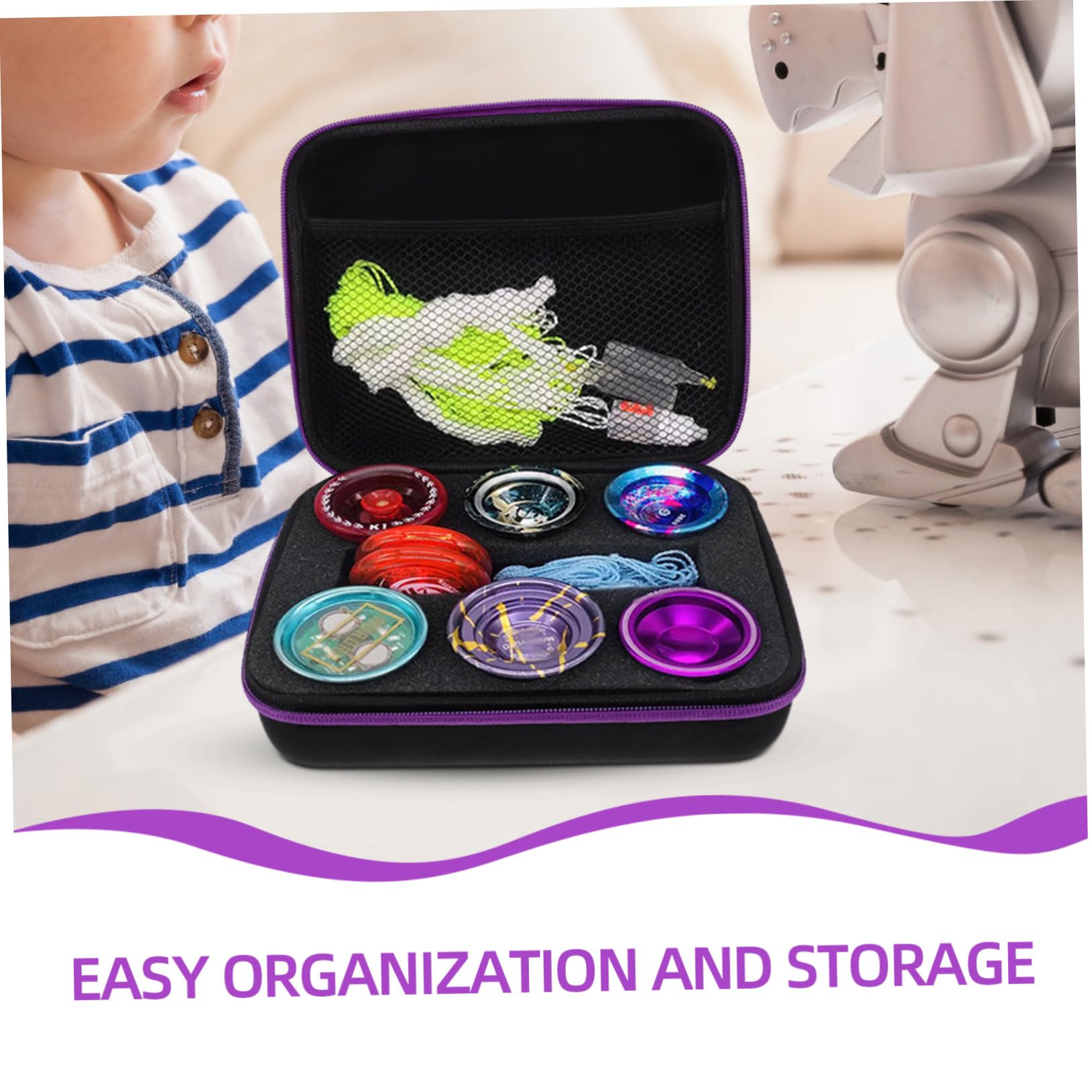 BESPORTBLE Custodia Porta Yoyo Oxford Nero 6 Scomparti, Protegge e Trasporta Facilmente Tuo Yoyo per Uso Domestico e Party
