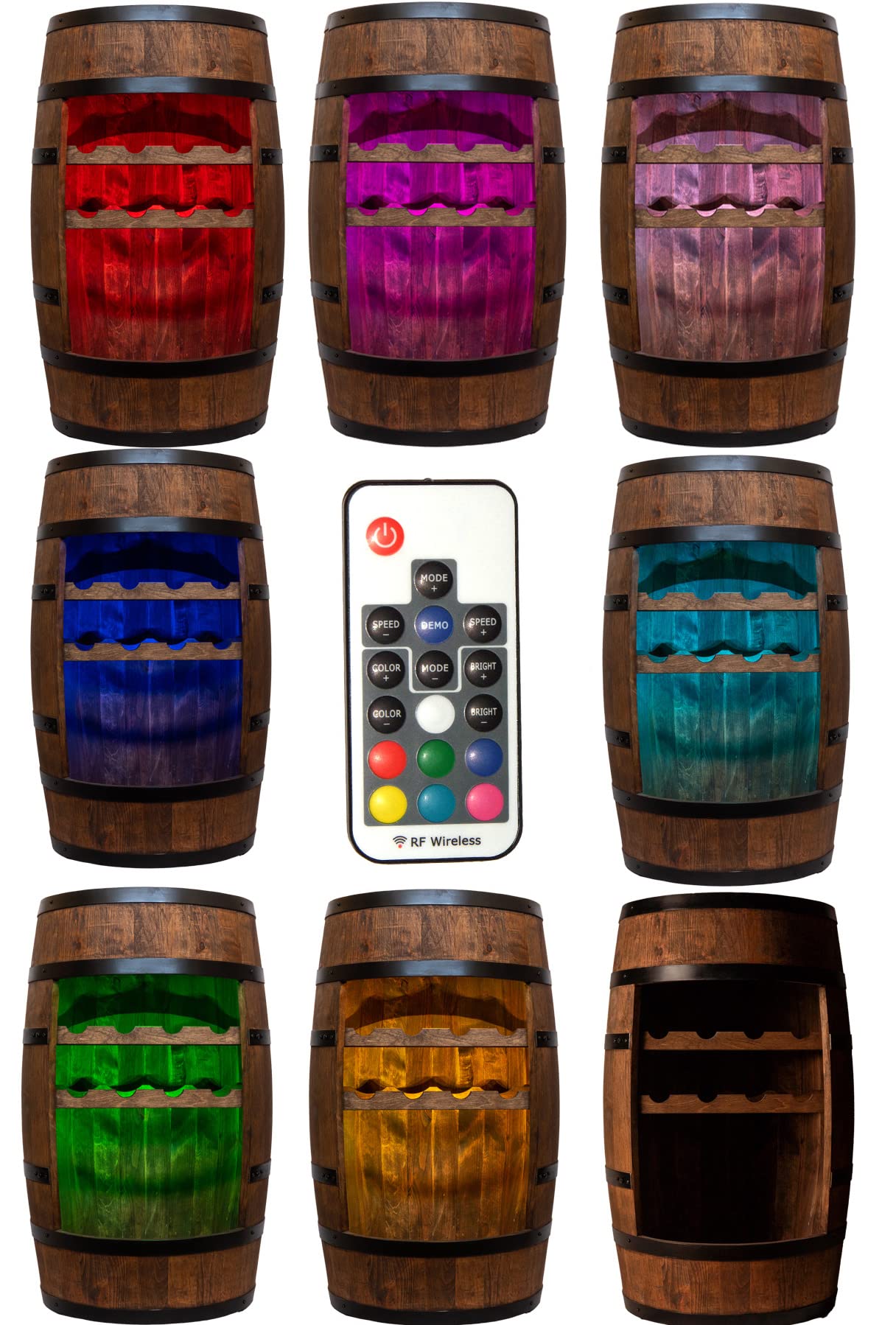 CREATIVE COOPER Weinregal Holz - Weinschrank Mini Bar - Weinschrank Mann und Frau - Barschrank mit LED-Leuchten - 80cm hoch - Retro deko Bar Regal - Hausbar Theke - Fassmöbel (Wenge)