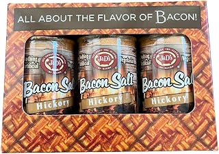 J&D's Bacon Salt, Hickory, 3-Pack Gift Box, Kosher, Vegetarian, Bacon Flavored Seasoning Salt