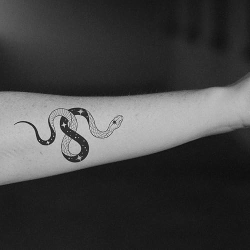 Miniatura 3 de Impermeable falso tatuaje temporal etiqueta engomada 8 hojas pequeño lindo mano negro serpiente rosa cruz cuchillo tarjeta