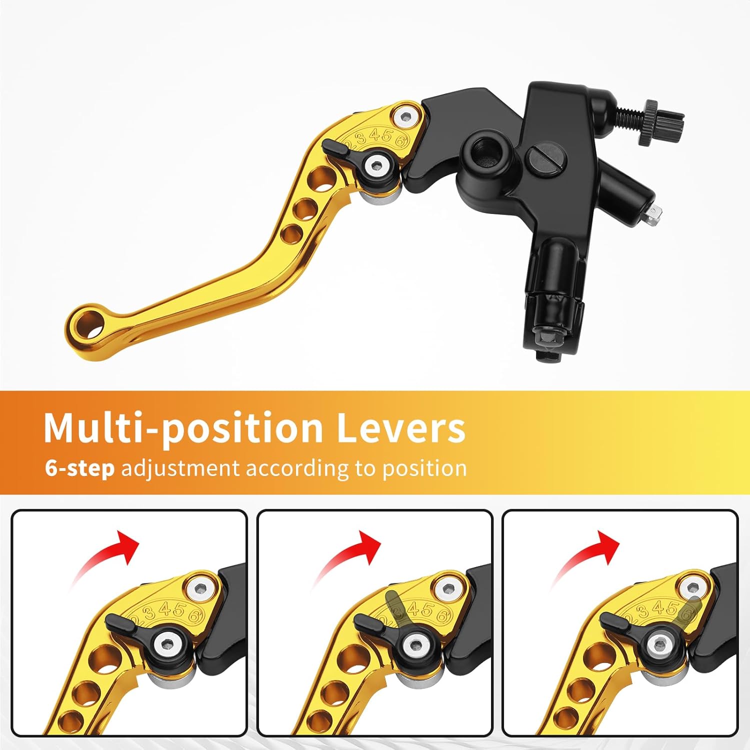 Motorcycle Brake Clutch Lever 7/8" 22mm Hydraulic Master Cylinder Reservoir Universal CNC Brake Pump Lever Set Fit for Yamaha Honda Harley Kawasaki Suzuki (Gold)