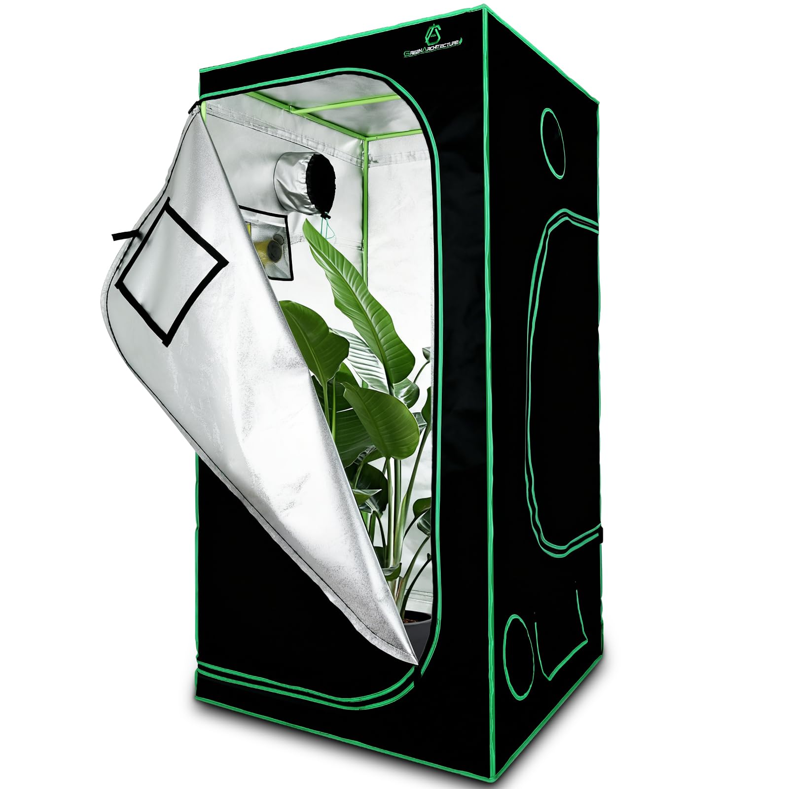 GA Grow Tent 48x48x80 4x4 Reflective Mylar Hydroponic Grow Tent with Observation Window and Waterproof Floor Tray for
