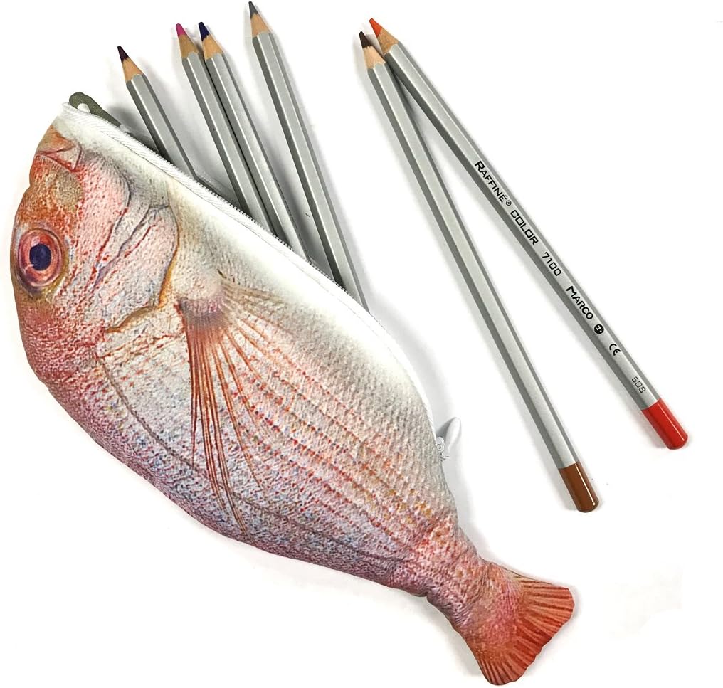 Wrapables® Novelty Fish Style Pencil Case, Red