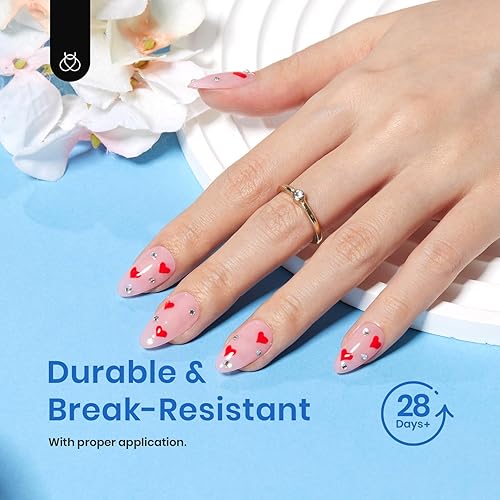 Miniatura 46 de Beetles - Kit de uñas de gel cortas de almendra, juego de 240 extensiones de uñas fáciles con forma de puntas transparentes con pegamento de uñas 5
