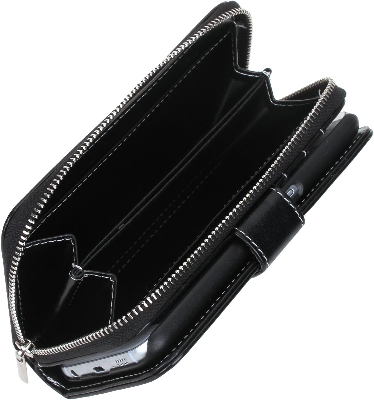E LV Purse Case for Samsung Galaxy S6-2IN1 (CASE Cum Purse) PU Leather flip Wallet Bag Pouch Case Cover for Samsung Galaxy S6 - Purse Black
