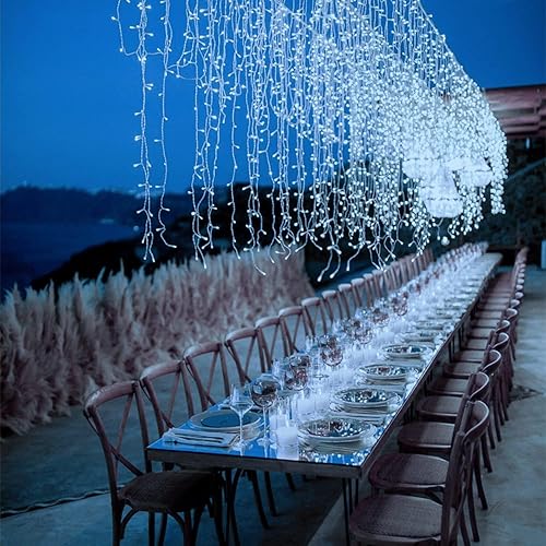 Miniatura 5 de Luces de carámbano blancas para exteriores, 33 pies, 400 luces LED de Navidad para interiores con memoria