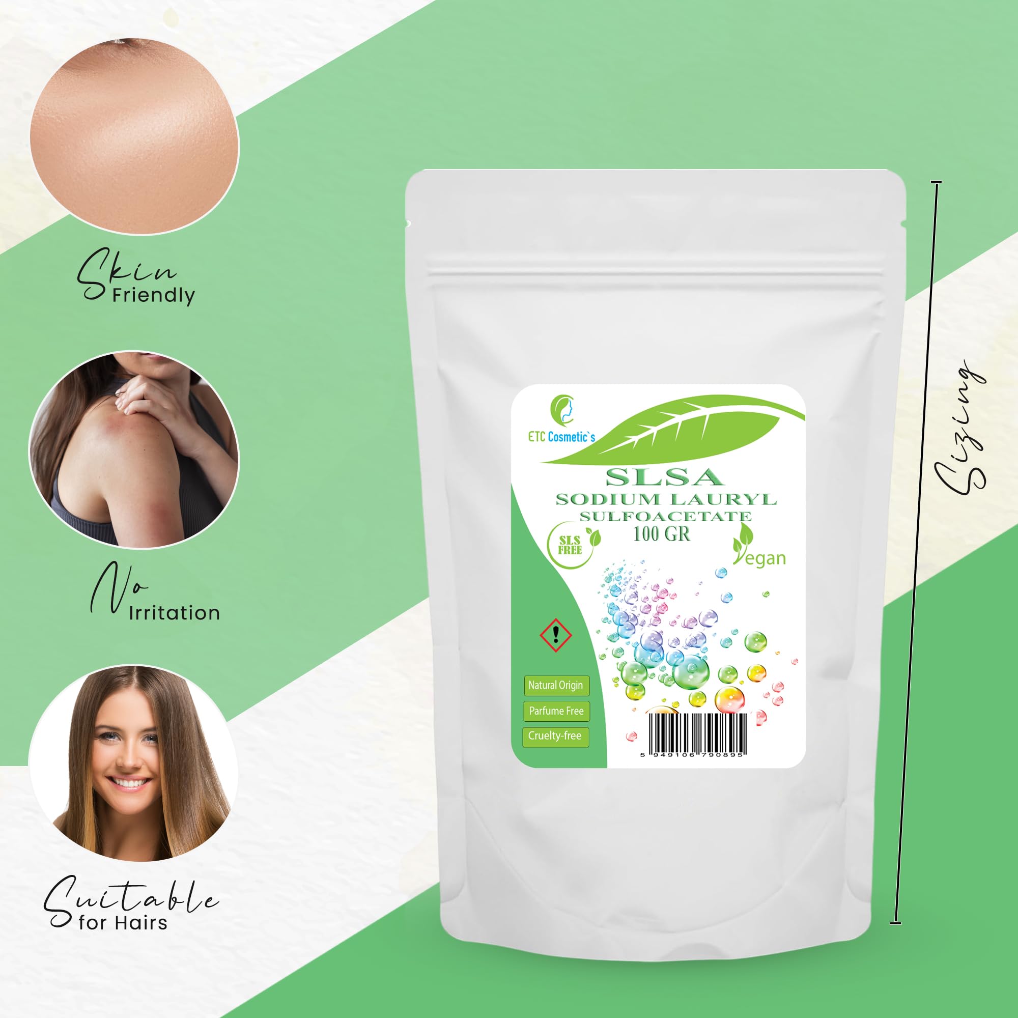 Surfactante SLSA, 100gr | Lauril sulfoacetato de sodio | Jabón espumoso Bombas de baño Barras de burbujas | Surfactante de origen natural y sin perfume