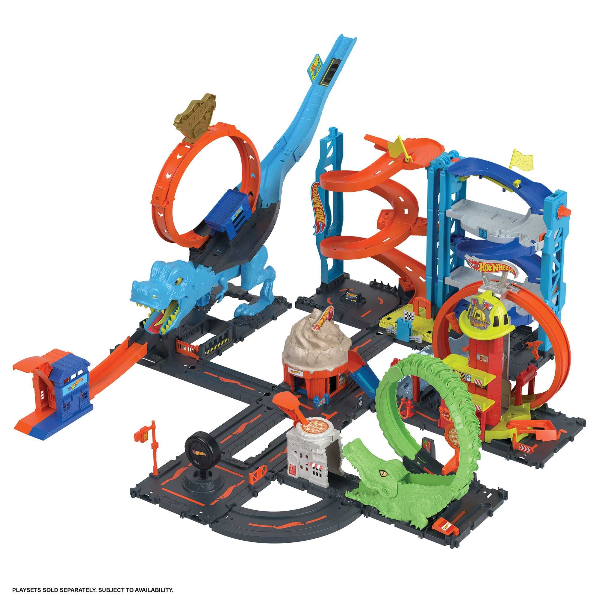 Hot Wheels - City Caserma dei Pompieri con Super Loop, con 1 macchinina, ascensore azionato manualmente, rampa simil-acquatica, Giocattolo per Bambini 4+ Anni, HKX41