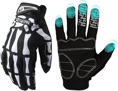 Halloween Skeleton Gloves Touchscreen, Breathable Skull Gloves Cycling Anti-Slip Bone Halloween Costumes Gift