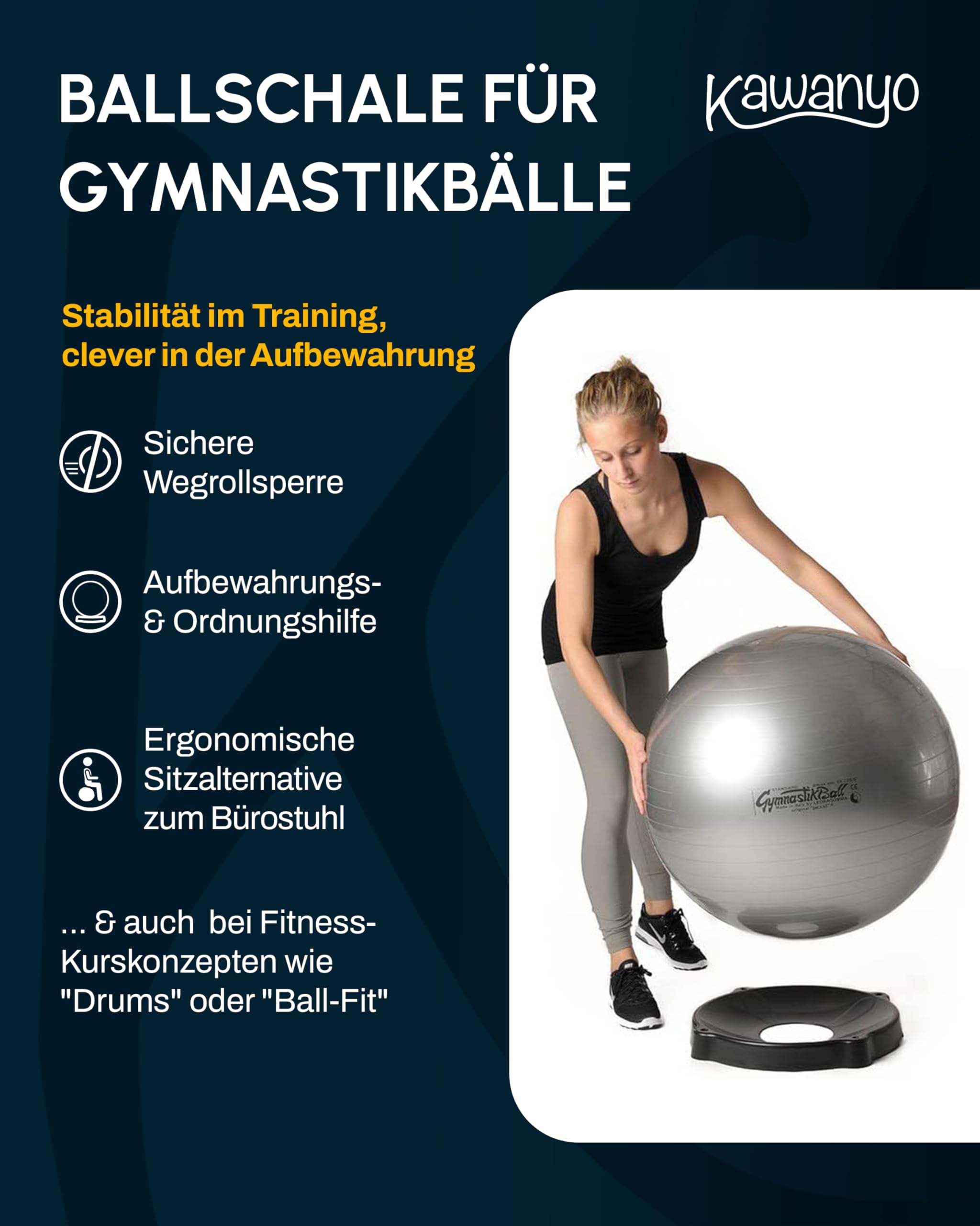 Ballschale para Balón de Gimnasia: Soporte Antirrodadura, Asiento Dinámico y Estabilidad en Oficina, Terapia y Fitness