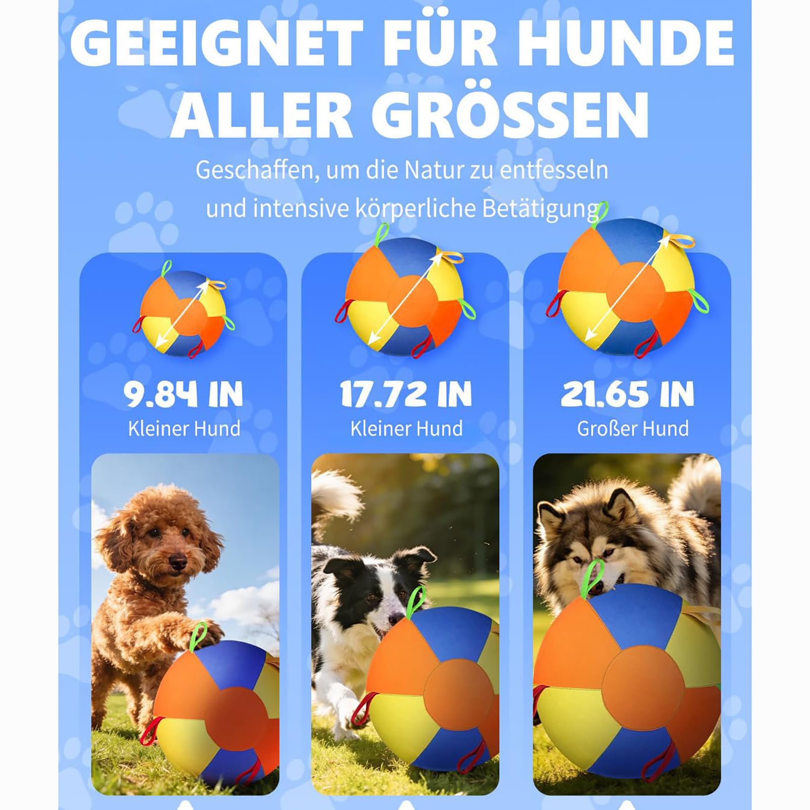 ZVD Herding Ball für Hunde,interaktiver Hundespielzeugball, langlebiger Ball für Hunde, Training, Kauspielzeug, Haustierbedarf, bissfestes Design, für Pferde und Schafe, Hundeball (B; 55CM)