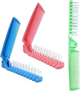 Hitefu 3 Pcs Travel Foldable Brush, Blue/Green/Pink