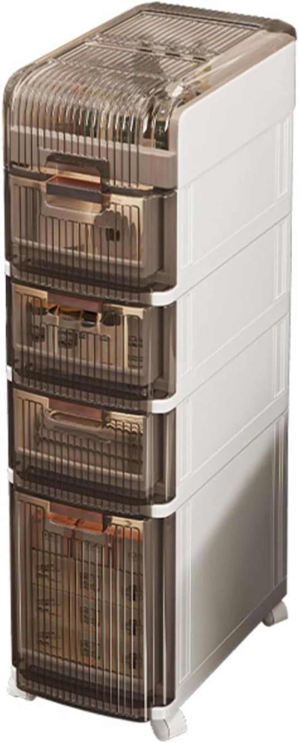 Gabinete de piso para baño con cajones de almacenamiento apilables, carrito con cajones de almacenamiento estrechos de 3/4/5 niveles para baño, unidad de almacenamiento v