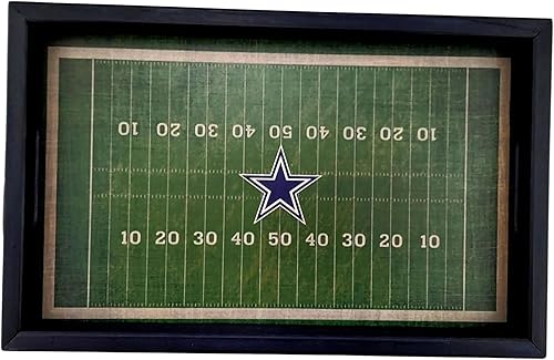 Miniatura 1 de Fan Creations - Bandeja decorativa de madera para campo de fútbol americano de los Dallas Cowboys NFL con asas para alimentos y bebidas, para