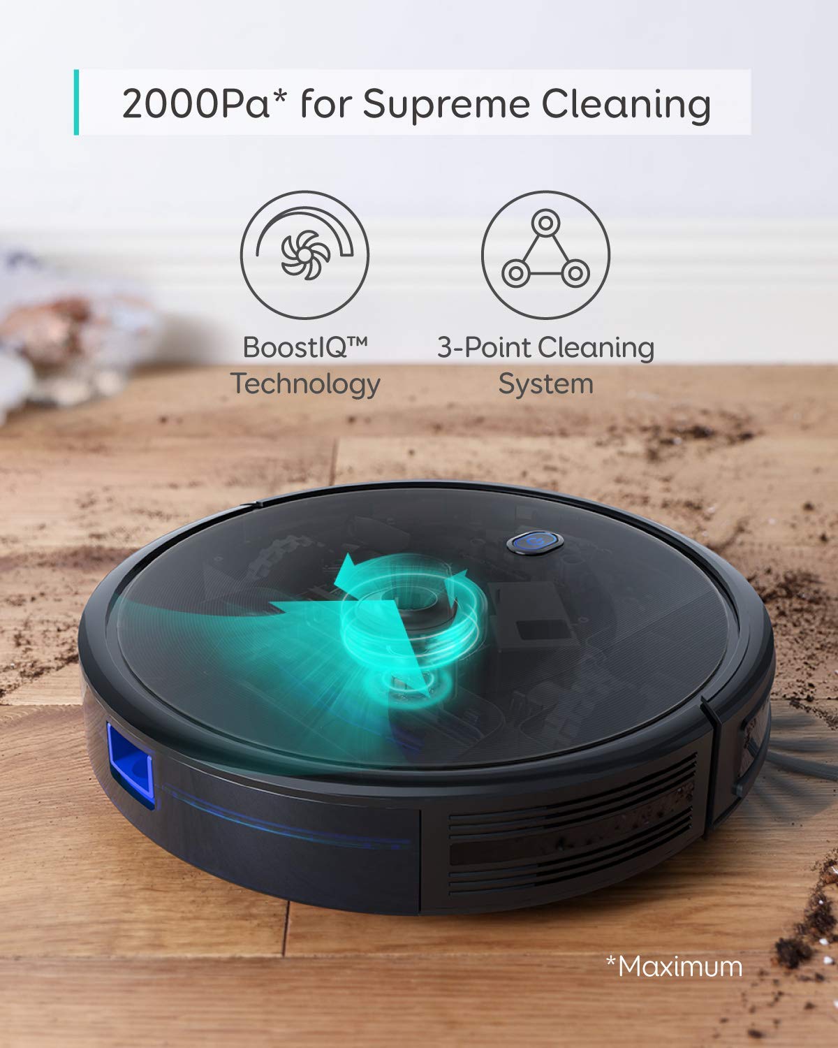 eufy by Anker Saugroboter RoboVac 11S MAX, Roboterstaubsauger mit BoostIQ, extrem schlank, 2000Pa Saugkraft, geräuscharm, selbstaufladend, mit 3 Reinigungsstufen (Generalüberholt)