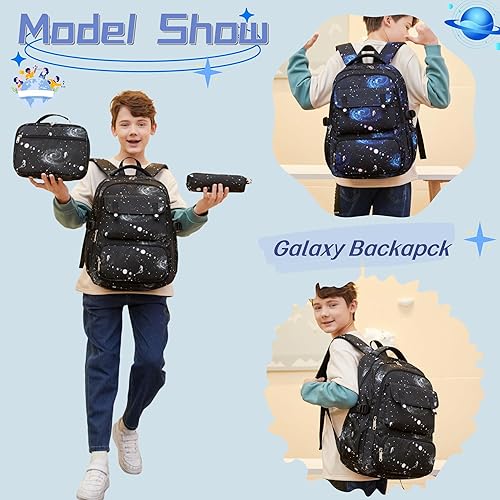 Miniatura 7 de Mochila escolar con estampado de galaxias para niños de secundaria y primaria