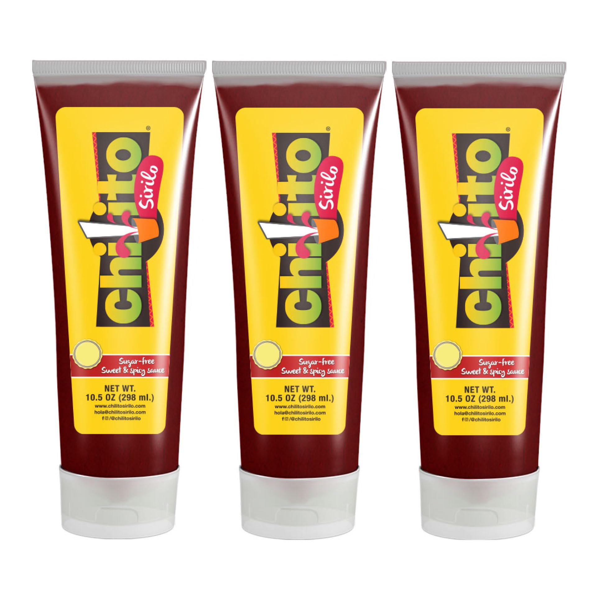 Chilito Sirilo 10.5 oz (Pack of 3). Delicious blend of Spicy, Sweet and Salty Sauce. Sweetened with Sucralose. (English Version)
