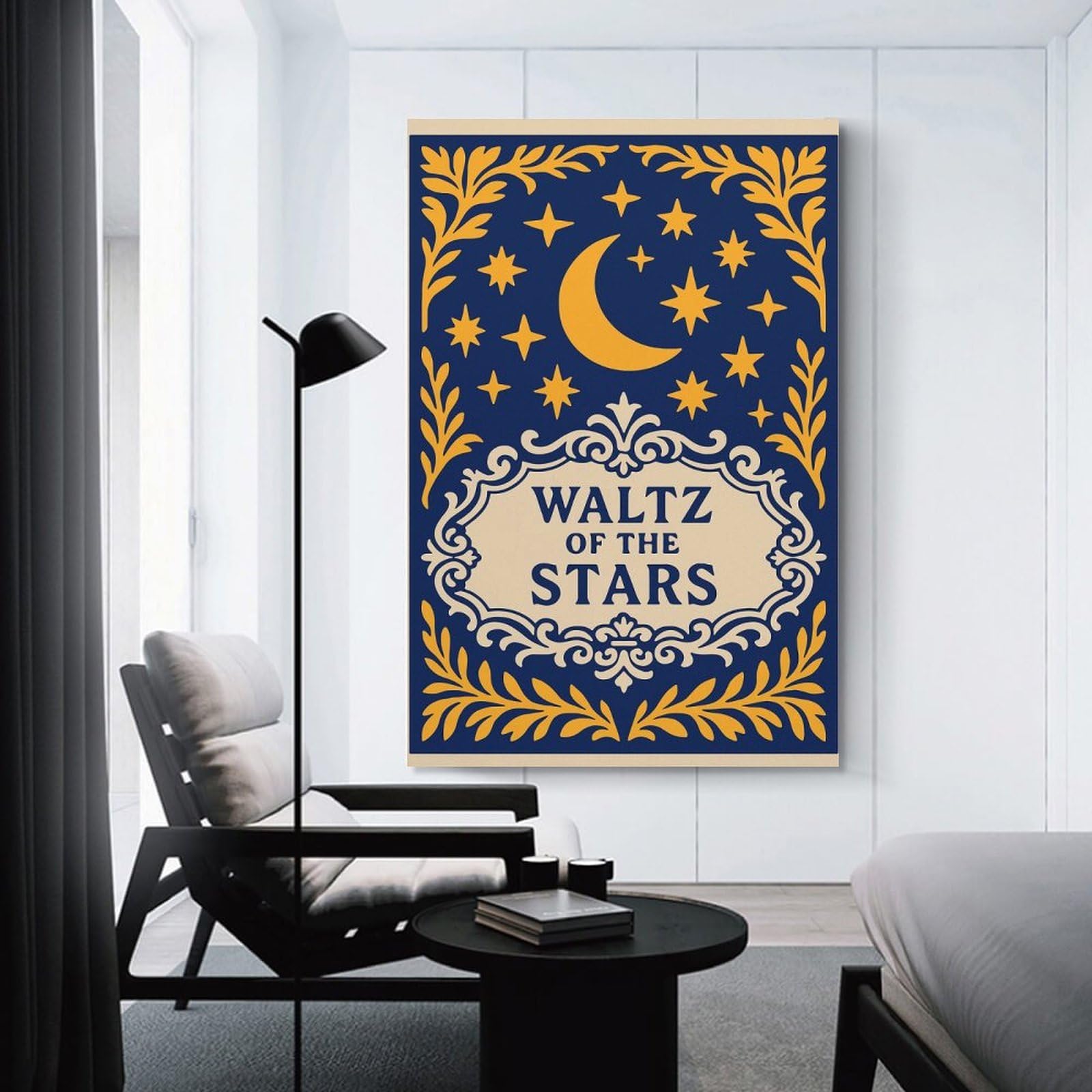 Junmoney Waltz of The Stars Illustration Decorative Wall Artwork, 24x36inch(60x90cm), for Home Lounge, Bedroom Or Reading Nook, Eye Catching Artwork for Blank Walls