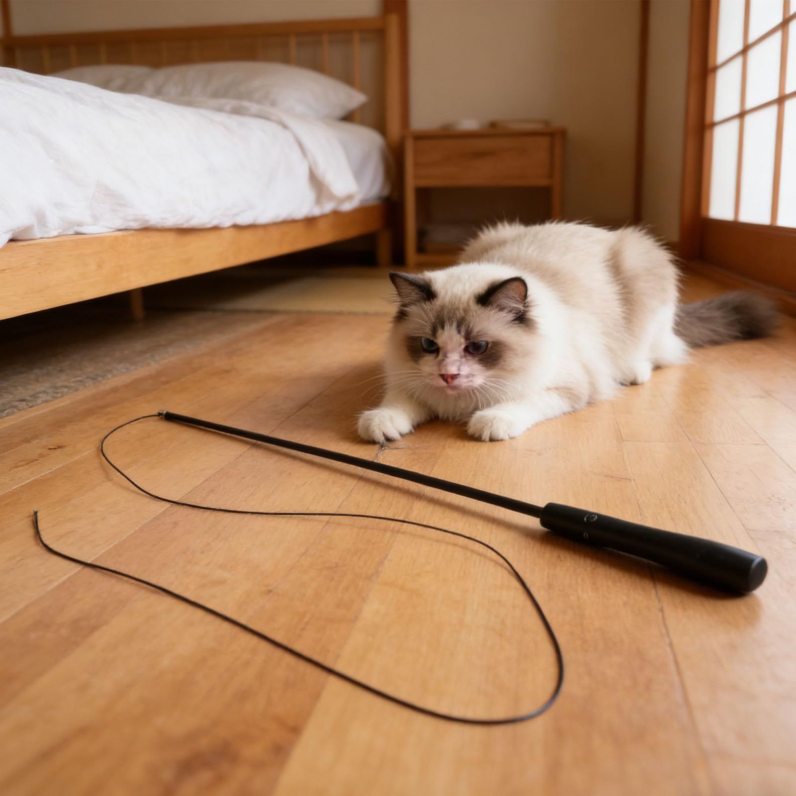 Haofy Varita Telescópica para Gatos, Juguete Interactivo para Gatos con Luz LED, Batería Recargable por USB de 500 MAh para Juegos de Ejercicio en Interiores, Alivia el Aburrimiento