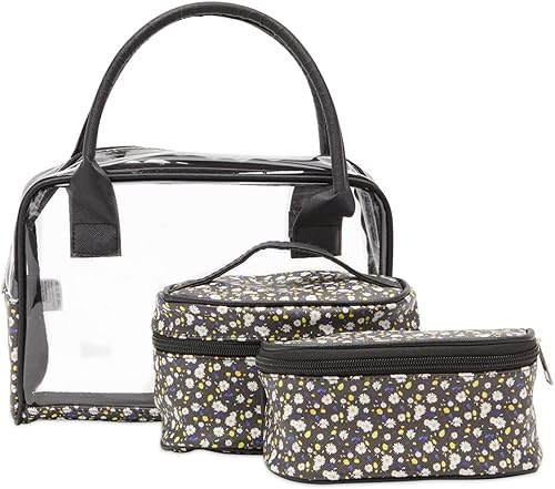 Miniatura 7 de Glamlily Juego de 3 bolsas de maquillaje de viaje, organizador de portal de PVC transparente y 2 bolsas de aseo de viaje para cosméticos de