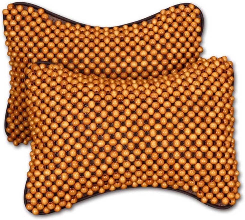 Queenbox Wooden Beads Neck Pillow Head Pain Relief Cushion for Car Seat Home Office Chair