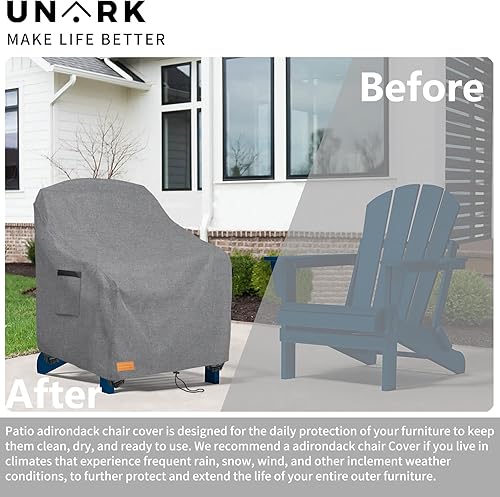 Miniatura 4 de UNARK Fundas para sillas Adirondack para exteriores, paquete de 2 (28 pulgadas de ancho x 33 pulgadas de profundidad x 39 pulgadas de alto),