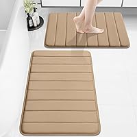 Vista 65 de Buganda Juego de 2 tapetes de baño de espuma viscoelástica y tapete para inodoro en forma de U, lavable a máquina, suave, antideslizante, Negro