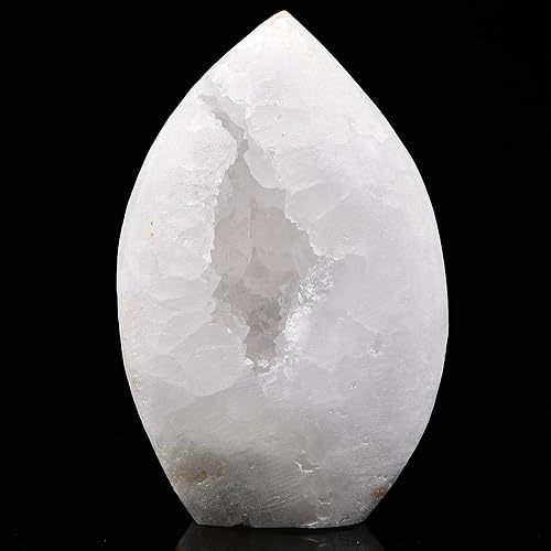 JIC Gem Geoda de pie de cuarzo natural, cristales grandes, racimo de druzy reiki, piedras preciosas curativas para decoración del hogar, 1.1-1.7