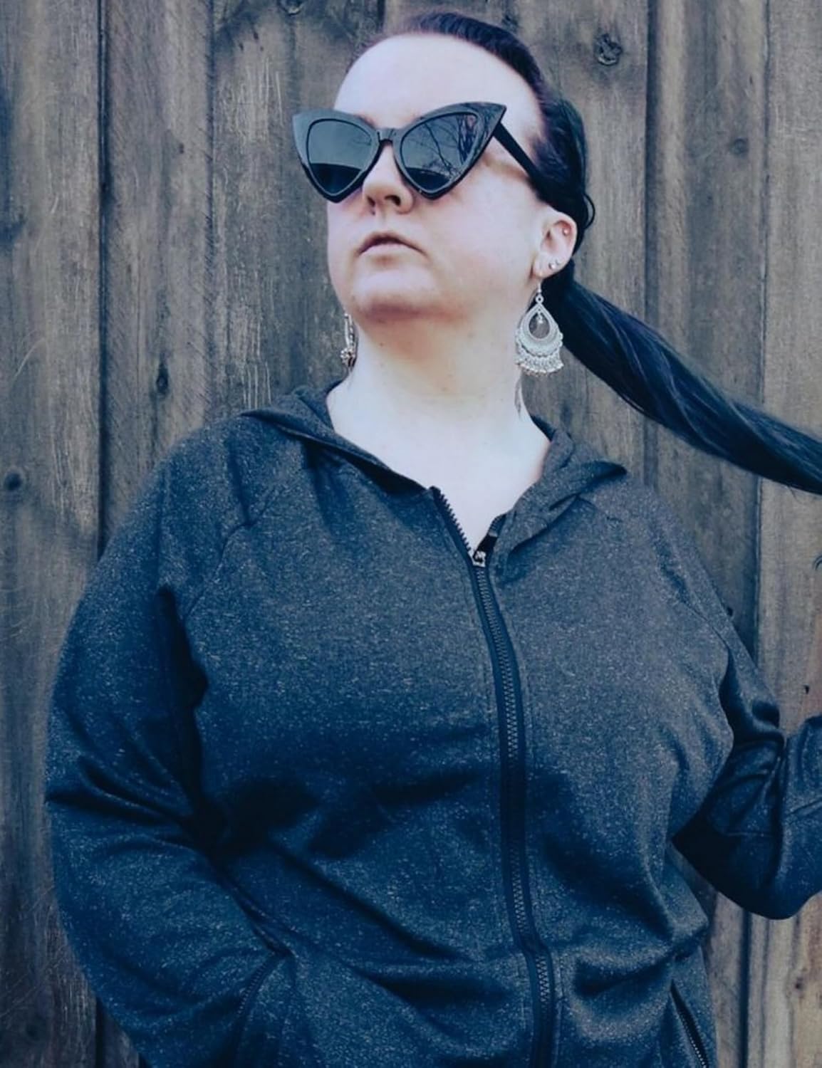 FOREYOND Plus Size Fleece Jackets for Women Thermal Zip Up Hoodies Running Athletic Winter Coats with Thumble Holes - Image 3