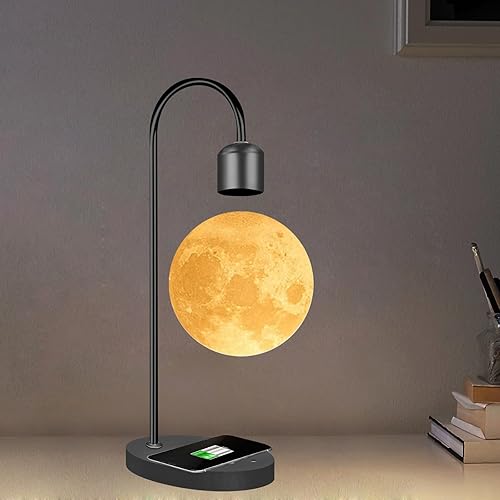 Miniatura 5 de Lámpara de luna de levitación magnética con teléfono almohadilla de carga inalámbrica intercambiable 3 colores 3D Levitación lunar flotante estado