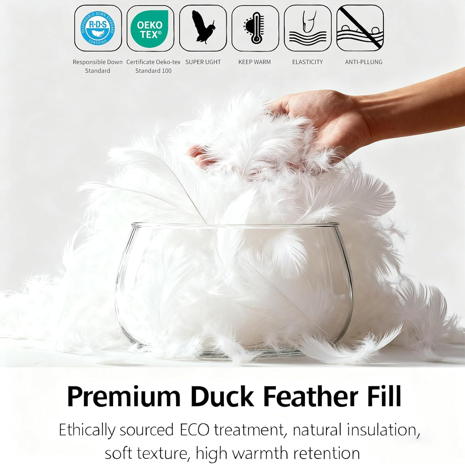Luxury White Duck Feather Down Comforter,All Season Queen Size Bed Comforter - Bedding Comforter Duvet Insert - Quilted Comforters Duvet Insert with 8 Tabs - Winter Warm (White, Queen)