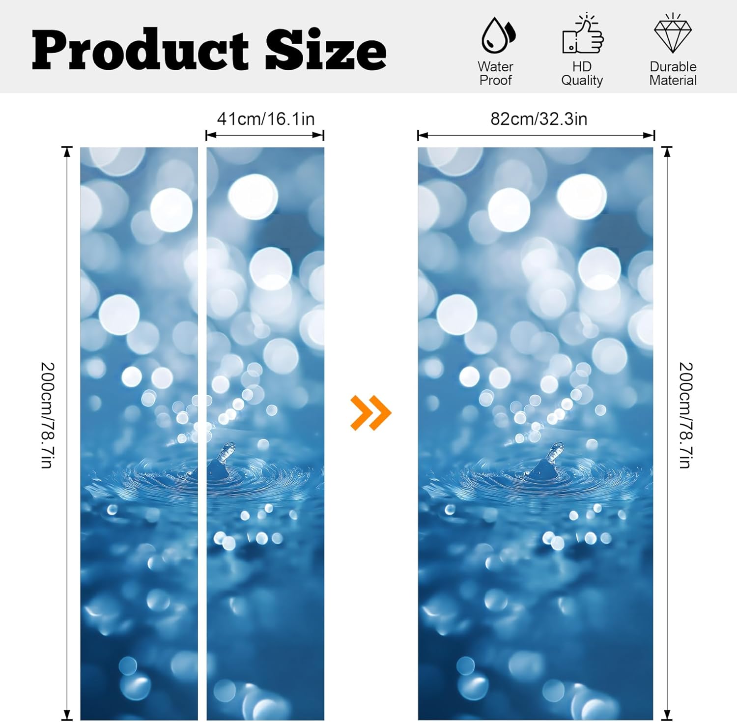 Self-Adhesive Refrigerator Wrap Set - Removable Vinyl Fridge Stickers, Peel & Stick Door Mural Decor for Kitchen, Bar, Office 32.3x78.7