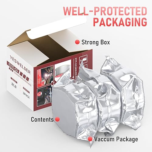 Miniatura 5 de Yeswelder Alambre para soldadura MIG, de núcleo de fundente, sin gas, acero suave E71TGS, diámetro de .035 pulgadas, carrete de 2 lb, 3 paquetes