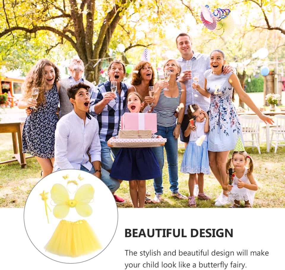 PRETYZOOM Butterfly Wings Set with Fairy Gauze Skirt Flared Tutu Dress up Accessory for Girls Dance Performance Party Costume - Image 7