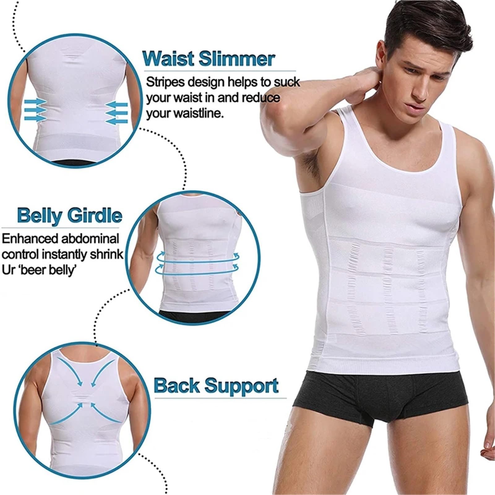 Chaleco moldeador para hombre, adelgazante, para abdominales, para gimnasio, entrenamiento, control de abdomen, compresión, sin mangas, moldeador de cuerpo para hombre