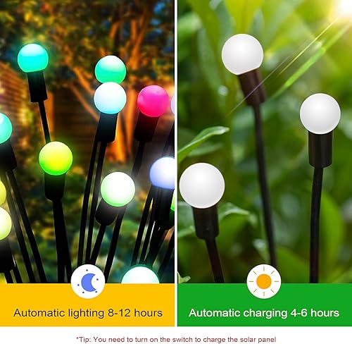 Miniatura 4 de Luces solares impermeables al aire libre, luces solares de jardín oscilantes, luces de luciérnaga decorativas para exteriores, luces de patio, luces