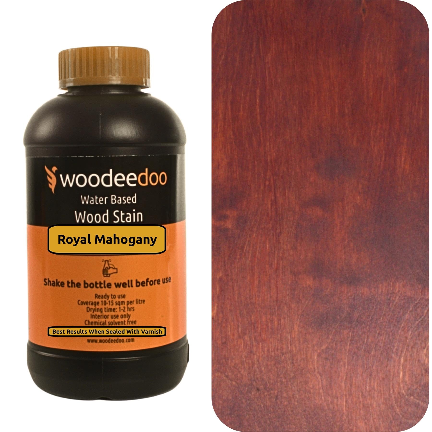 Woodeedoo Royal Mahogany Water Based Wood Stain | Wood Dye | Ready To Use | Environmentally Friendly | Solvent Free | Odour Free | 450 Ml |