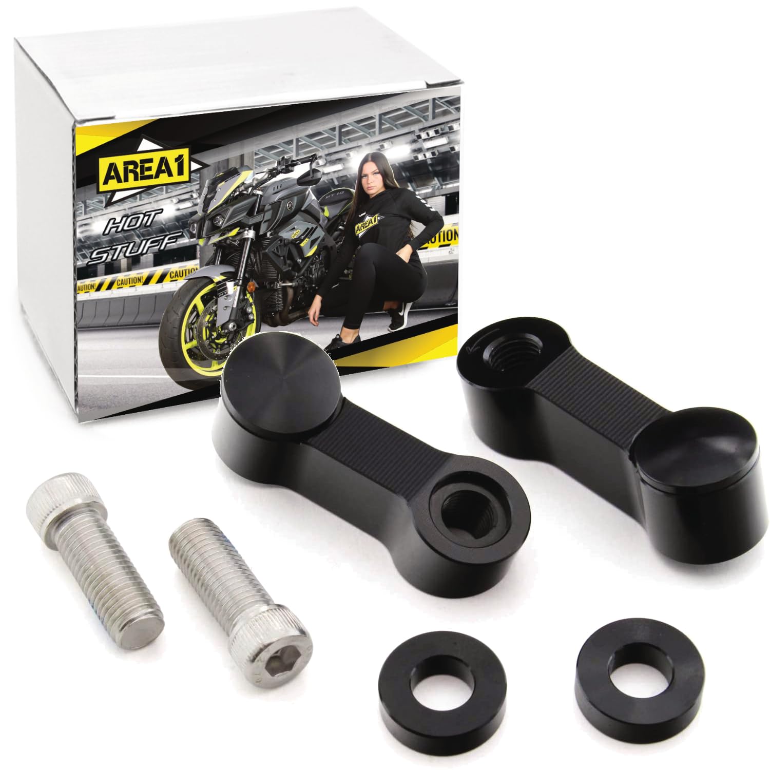 Area1 Specchietti Retrovisori Universali Per Moto E Scooter | Filettatura M8 Con Adattatori M10 Inclusi | Omologati E, Regolabili 360° | Compatibile BT49QT, BT50QT-9, BT125T | 2 Pezzi